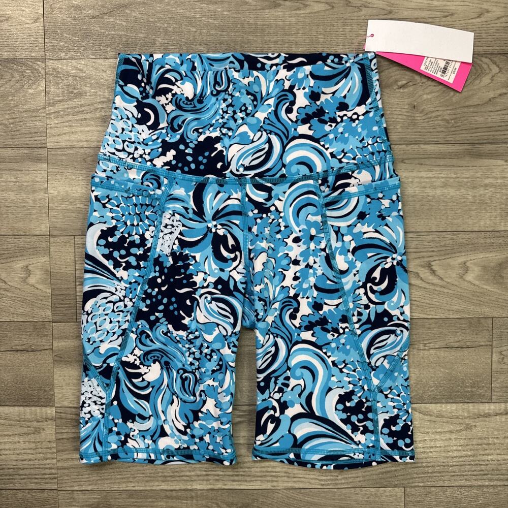 Lilly Pulitzer Luxletic South Beach High Rise Biker Shorts Mermazing sz S